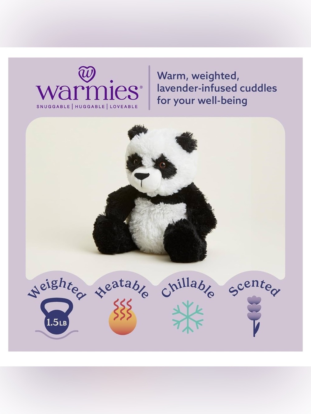 Warmies Panda microwavable and weighted plush cuddle toy stuffy